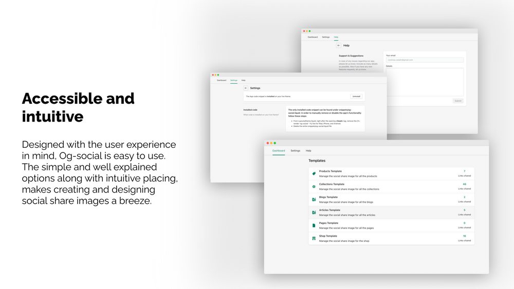 Template settings and editor in the app