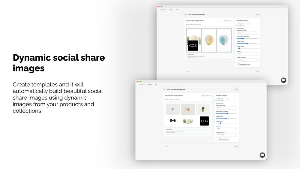 Dynamic social share images built from product photos
