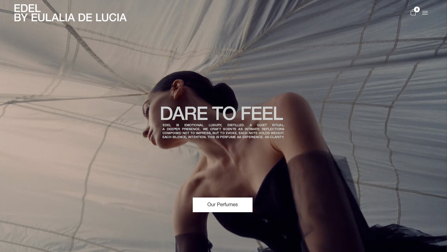 edel.co homepage, Shopify Plus store for haute parfumerie brand Eulalia de Lucia