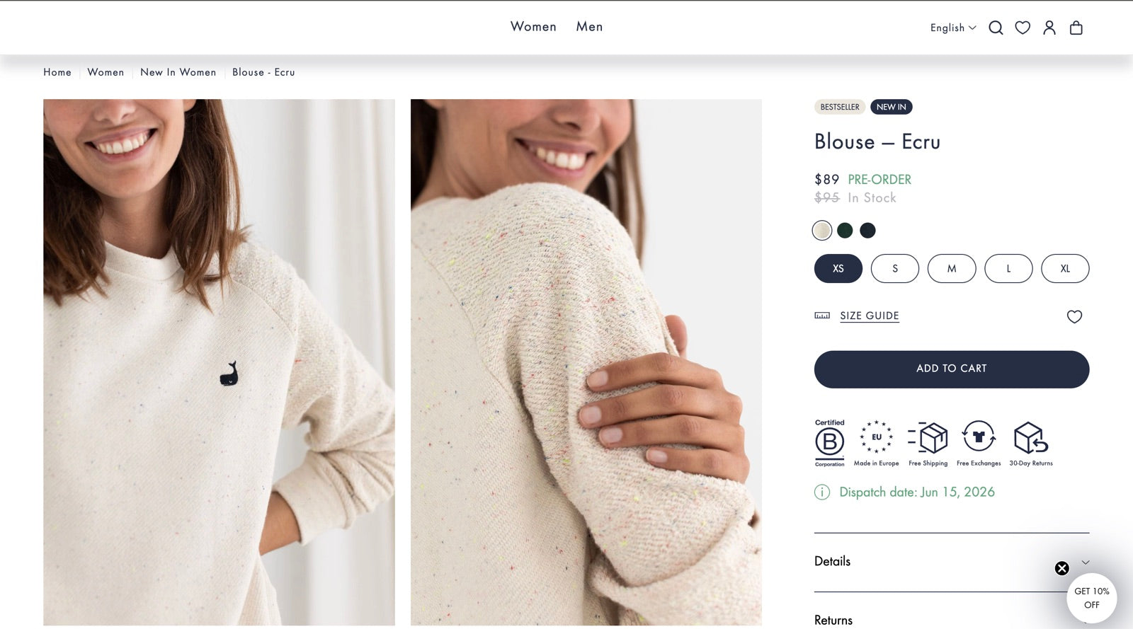 twothirds.com, sustainable fashion brand on Shopify Markets